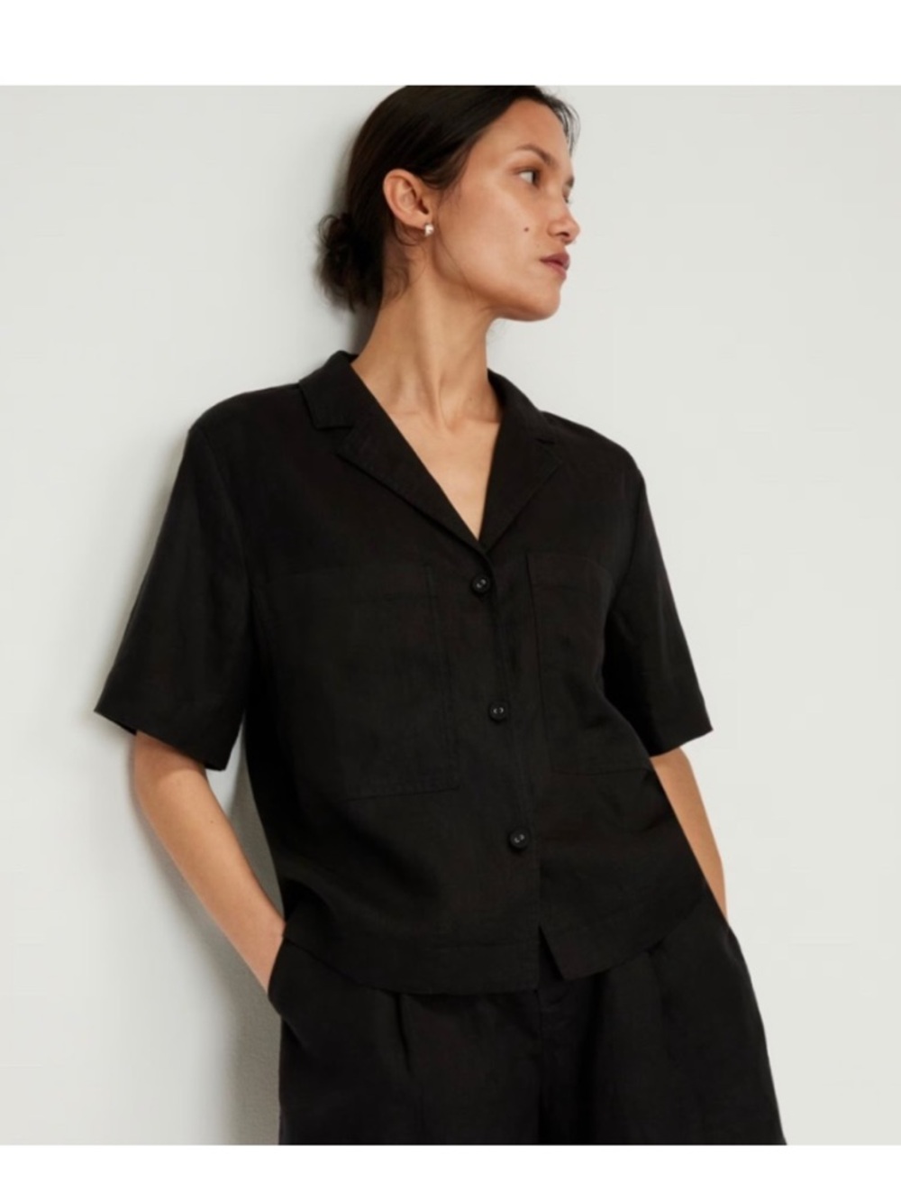Everlane Linen Workwear Button Up Shirt black small - Picture 3 of 8